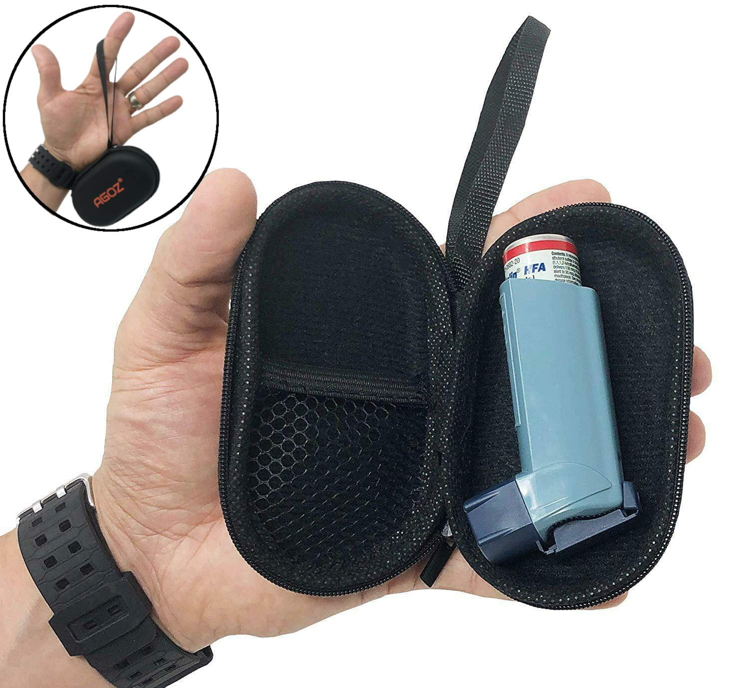 AGOZ Asthma Inhaler Case Zippered Protective Medical Pouch Cover with