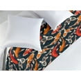 thumbnail image 2 of Koi Fish Bed Runner, Japanese Carp Peaceful Colorful Bold on Nautical Bubbles Backdrop, Decorative Accent Bedding Scarf for Hotels Homes & Guest Rooms, Queen, Dark Petrol Blue and Orange, by Ambesonne, 2 of 3