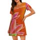 thumbnail image 1 of Easygdp Orange Flower Psychedelic Camisón de manga corta para mujer, informal, estampado, 1 of 6