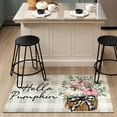 thumbnail image 5 of Fall Thanksgiving Pumpkin Kitchen Rugs Set of 2,Eucalyptus Buffalo Plaid Farmhouse Floor Mats and Rugs Non Skid Washable for Kitchen Home Decor (Pink 17"x47"+17"x30"), 5 of 6