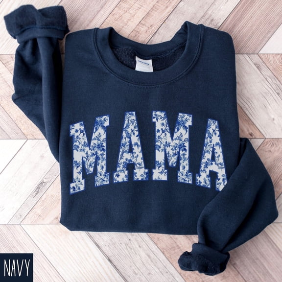 Chinoiserie Mama Sweatshirt, Mama Toile Sweater, Blue Mama Shirt, Floral Mom Sweatshirt, New Mom, Mothers Day, Pregnancy Announce Tshirt All Size S-5XL