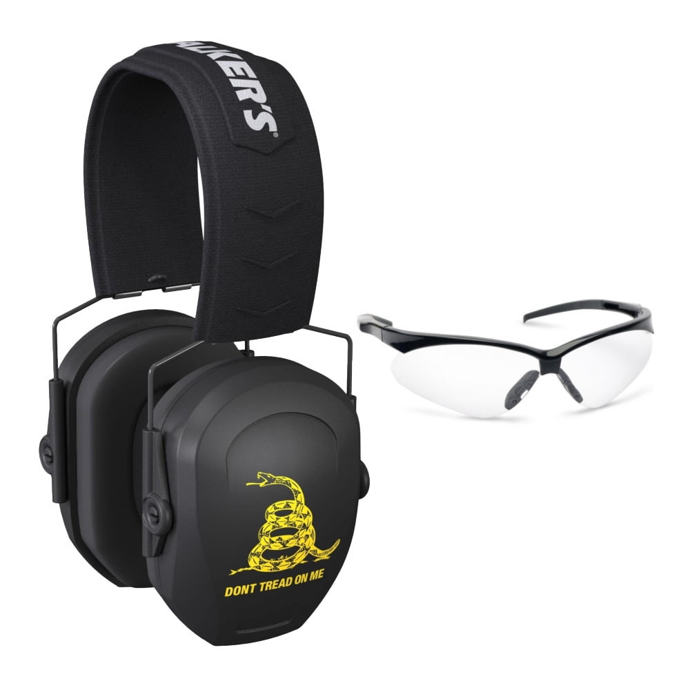 Walker's Razor Slim Passive Safety Ear Muffs (Black, DTOM) with Glasses