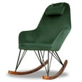 thumbnail image 1 of Jayce Fauteuil Berçant Moderne Mi-Siècle à Dossier Fixe en Velours Vert, 1 of 7
