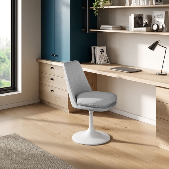 Lippa Swivel Dining Chair in White Light Gray