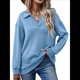 thumbnail image 1 of Sudadera con Cuello en V y Larga para Mujer, Estilo Informal, Holgado, de Punto, Estilo Túnica, para Otoño Azul L, 1 of 10