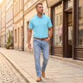 thumbnail image 5 of Men's Polo Shirt Short Sleeve Collared Button Placket Classic Fit Lightweight Casual Golf Polo Shirt, 5 of 7