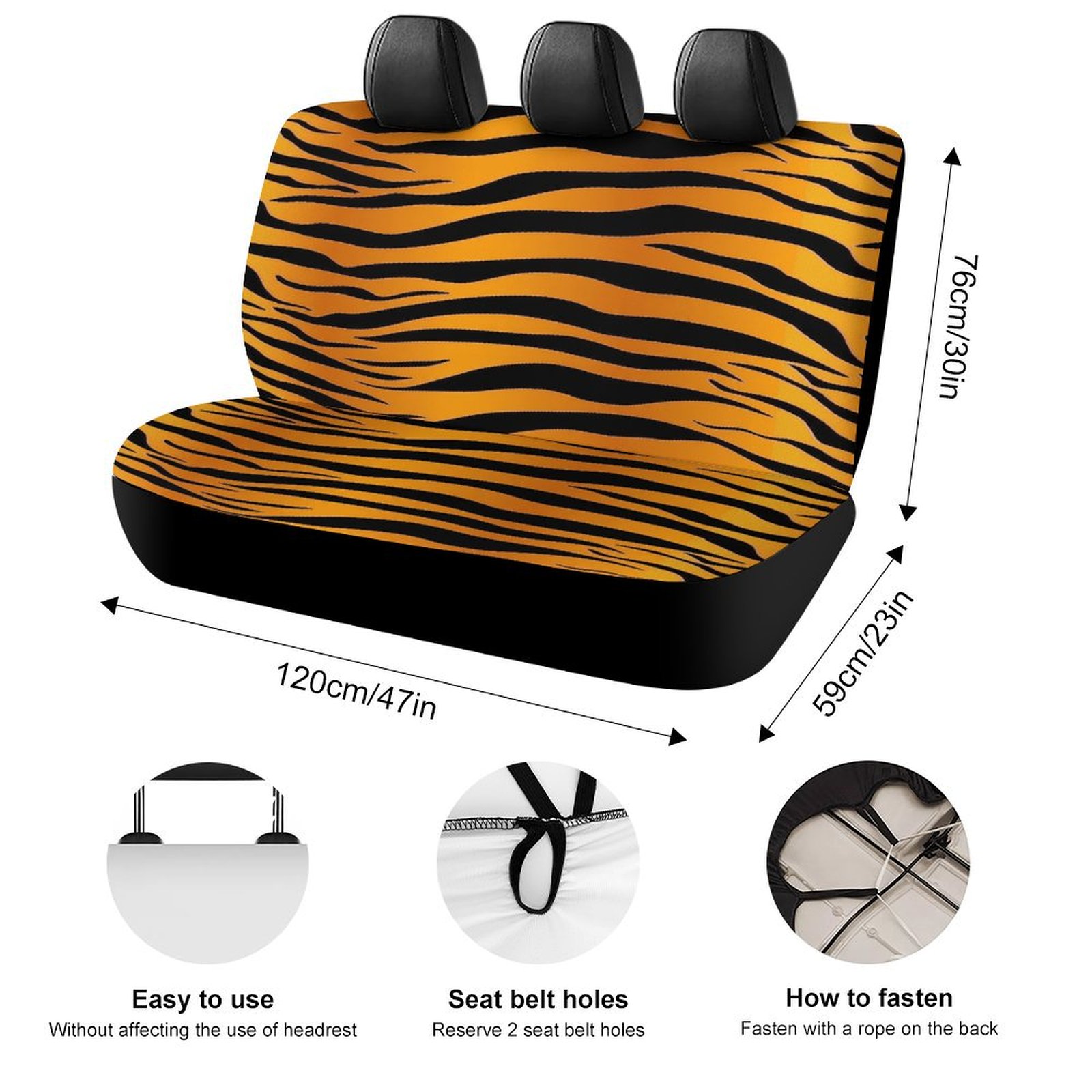 Animal Print Patterns Rear Seat Covers, Car Backseat Protector, Universal Back Seat Vehicle Interior Protector, Fits Most Cars, SUVs, Sedans, Trucks