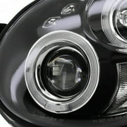 Spec-D Tuning LED Dual Halo Projector Headlights Black Compatible with 2002-2003 Subaru Impreza, Left + Right Pair Headlamps Assembly