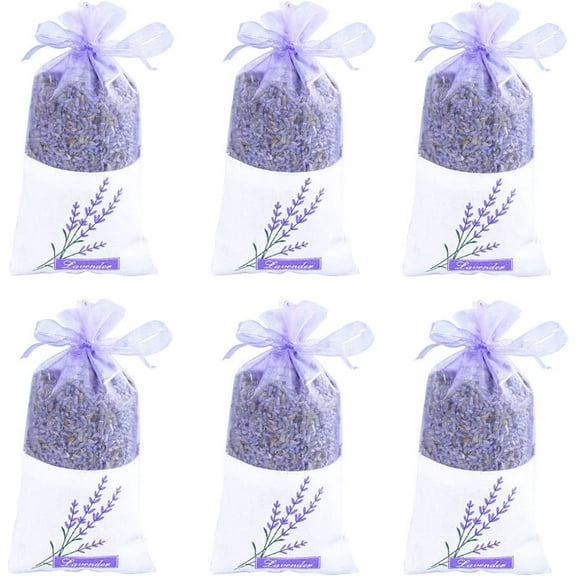 Lavender Sachet Bags, Natural Lavender Buds for Home Fragrance, Room Decorations and Fresh Lavender Scent Sachets - Pack of 6