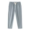 thumbnail image 1 of HNMKIU Pantalon Décontracté pour Hommes Style Rétro Léger avec Cordon de Serrage Pantalon de Jogging Confortable Imitation Lin avec Poches pour Usage Quotidien, 1 of 4