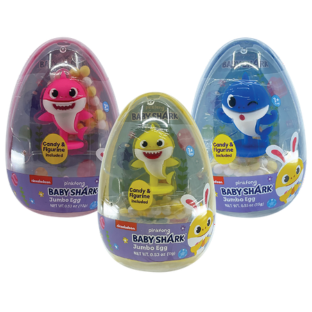 Baby Shark in a Jumbo Plastic Egg filled with Candy, 0.53 oz