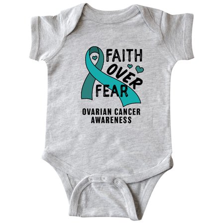 

Inktastic Ovarian Cancer Awareness Faith Over Fear with Teal Ribbon Gift Baby Boy or Baby Girl Bodysuit