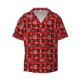 thumbnail image 2 of Lsque Snowflakes On A Buffalo Plaid print Men's Cuban Collar Short Sleeve Shirt Summer Beachwear Casual Button Down Fashionable Vacation Leisure Shirt-Large, 2 of 7