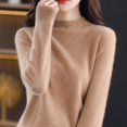 thumbnail image 2 of Suéter de lana para mujer, cuello semialto, lana pura, llegada de otoño e invierno, jersey básico de punto de cachemira, 2 of 6