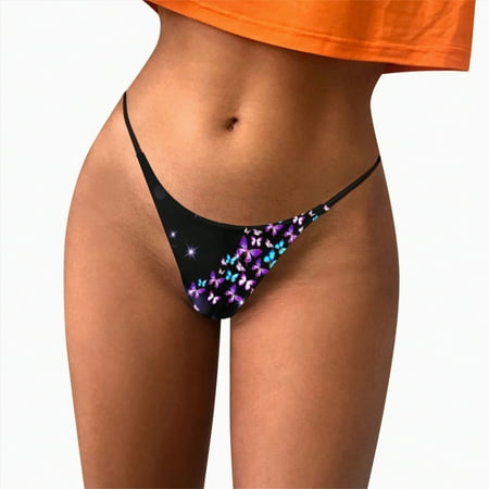 Meiodtion Underwear for Women Seamless Cheeky High Waisted Comfort Panty Cute Thong Waistband Flat Seams Panties  Purple  S