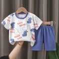 thumbnail image 2 of TOWED22 Infant Toddler Baby Boy Clothes 2pcs Crewneck Short Sleeve Shirt Pocket Shorts Truck Graphic Dinosaur Summer Outfits(White,3-4 Y), 2 of 4