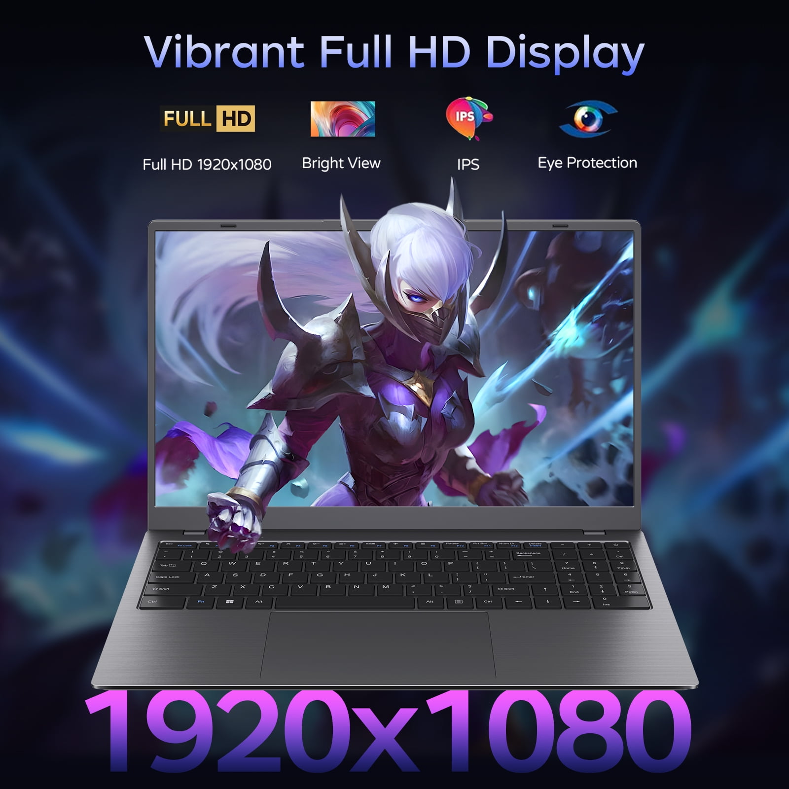 HYYUO 15.6" Laptop Computer, 16GB RAM 256GB SSD, Intel 6500Y with 2 Cores Up to 3.4GHz, FHD Display, Office 2024, Laptop for Business, Student, Office, Dark Gray, Windows 11 Laptop