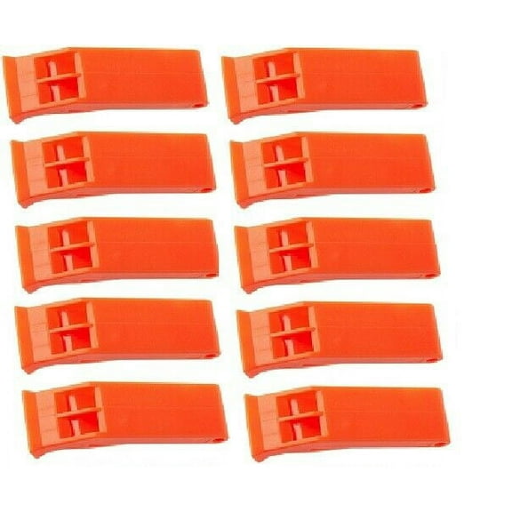 (10) Plastic Floating Whistles Orange Boat Emergency Survival Clip-on