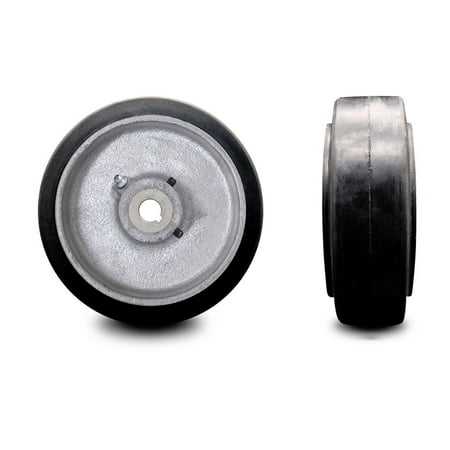 

4 x 2 Rubber Tread on Cast Iron Keyed Drive Wheel - 1/2 Plain Bore with two 1/4 Set Screws - Service Caster Brand