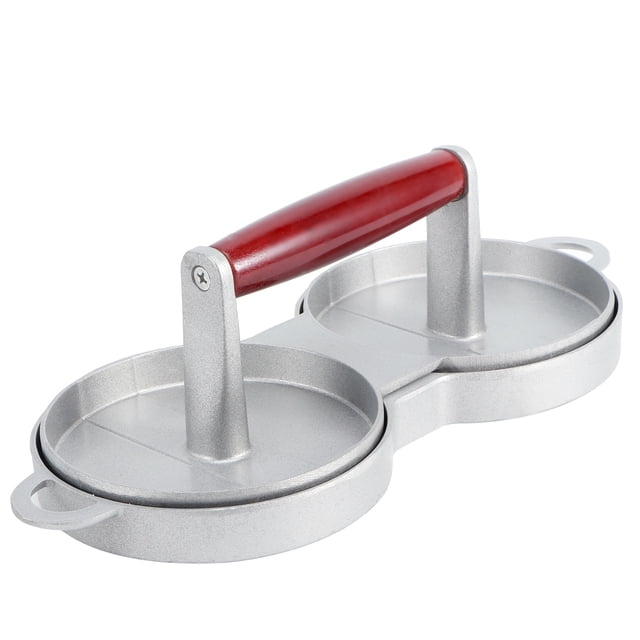 Hamburger Press Burger Press Hamburger Patty Diy Hamburger Patty 2 Grids Round Shape DIY Kitchen Non-Stick Hamburger Press Patty Maker With Wood Handle