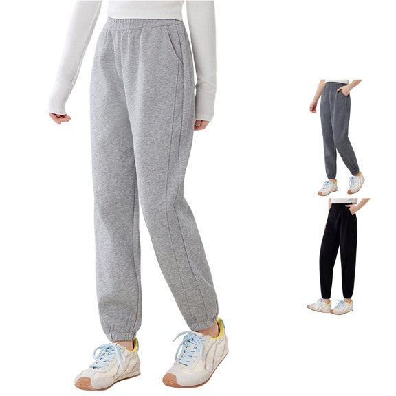 JAJAHO Boys Girls Sweatpants Cotton Athletic Joggers Pants Casual Relaxed Fit Sports Ankle-Tied Trousers For Kids 3-16Y