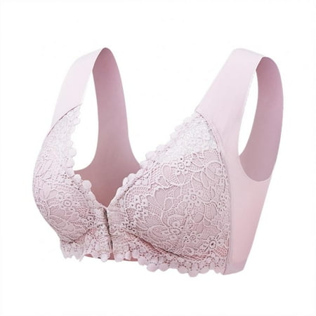 

Women Lace Bra Front Buckle Closure Bra 3/4 Cup Push Up Bra Wire Free Seamless Underwear Thin Mold Cup Bralette