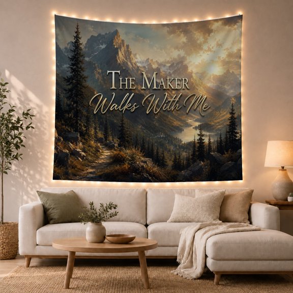 Mountain Lake the with Maker Walks with Atmospheric, Mystical Fantasy for Space Lovers, Galaxy Room Decor, Housewarming Gift, Tapestry Wall Hanging for Bedroom and Dorm