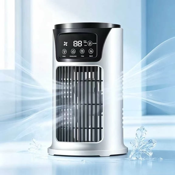 Portable Air Conditioner Humidifier Atmosphere Light Fan USB Cooler Air Conditioner, 3 in 1 Function, Office Household Essential Cooler USB Portable Air Conditioner USB Fan