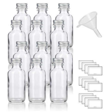 Download 1 oz Clear Glass Boston Round Bottles with Silver Metal ...