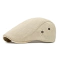 thumbnail image 4 of Men's Classic Herringbone Newsboy Cap Cotton Flat Hat with Adjustable Fit Washed Beret Style for Golf Driving Cabbie Casual Look (Khaki), 4 of 4