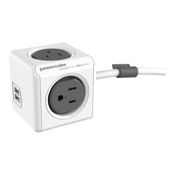 Allocacoc 4424/USEUPC Powercube Extended USB Power Strip, 10'