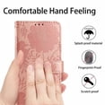 thumbnail image 7 of For Apple iPhone 15 6.1" Flower Embossed Buckle Case, Card Slots/Pocket, PU Leather Flip Wallet Case With Short Wrist Strap,Rose gold,For iPhone 15, 7 of 7