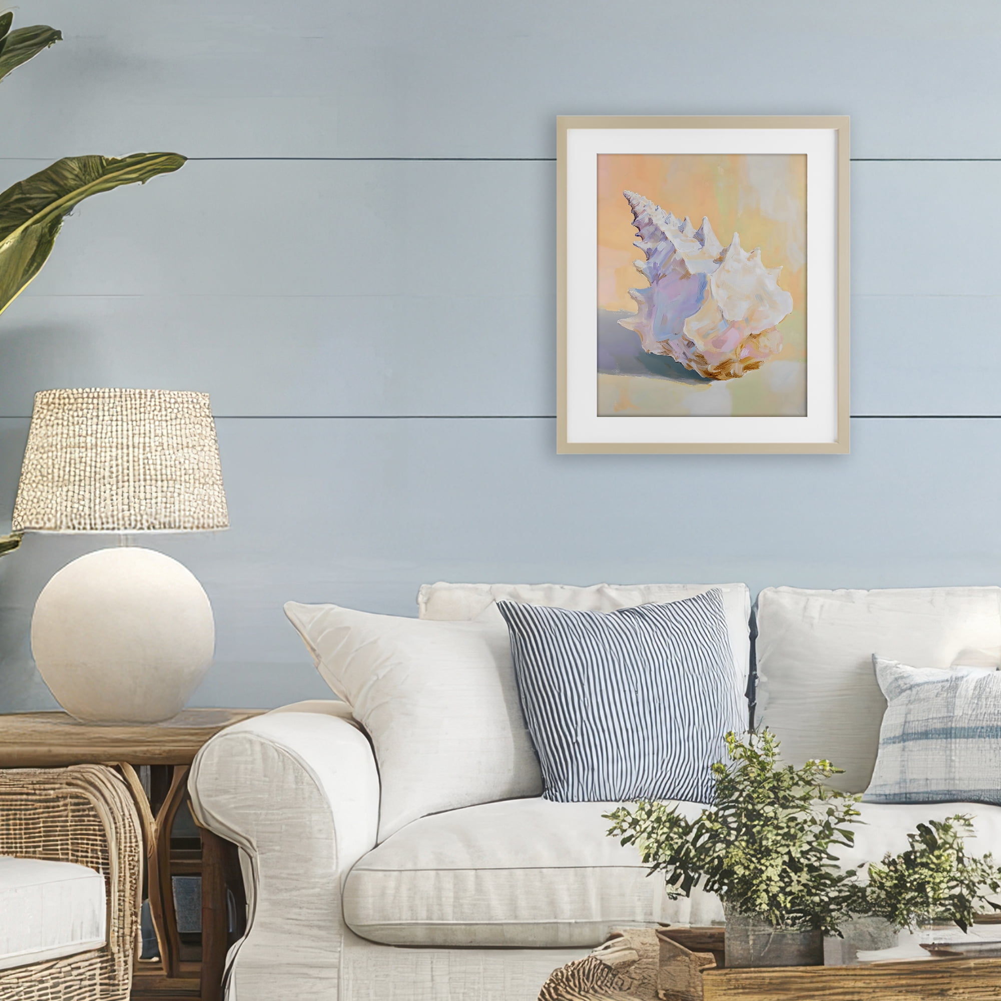 Stupell Industries Vintage Shell in Pastel Light Birch Framed Print Under Glass, design by The Prints Vibe