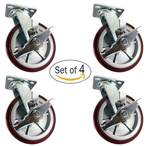 CasterHQ Set of 4 Heavy Duty Casters 4 in x 2 in Heavy Duty Caster Set with Re 