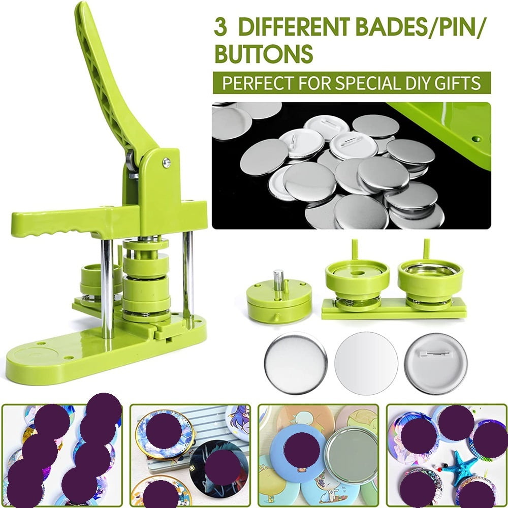 44MM Badge Button Maker Machine Kit with 300Pcs Button Parts+Circle Cutter ,Beginner-Friendly