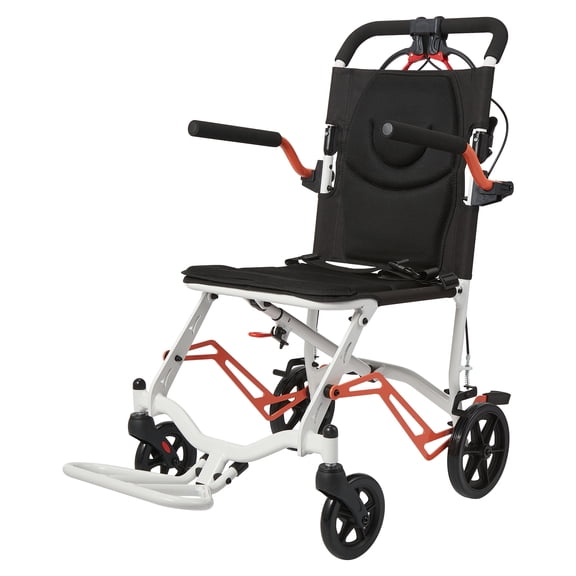 Transport Wheelchair Lightweight Foldable Weighs Only 18 Lbs, Ultra Lightweight Elderly Transport Wheelchair, Removable Flip Armrests, with Locking Handbrake, Supports 220 Lbs, Swinging Footrests