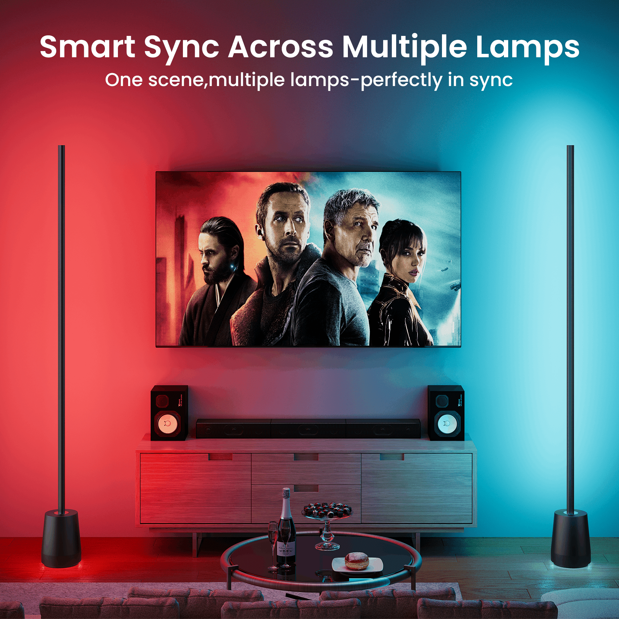HadinEEon Corner Floor Lamp, 1500lm RGBW Corner Lamp Work with Alexa & Google Assistant, 16 Million DIY Colors, Sync with Music, App Control, Modern LED Floor Lamp for Living Room & Bedroom