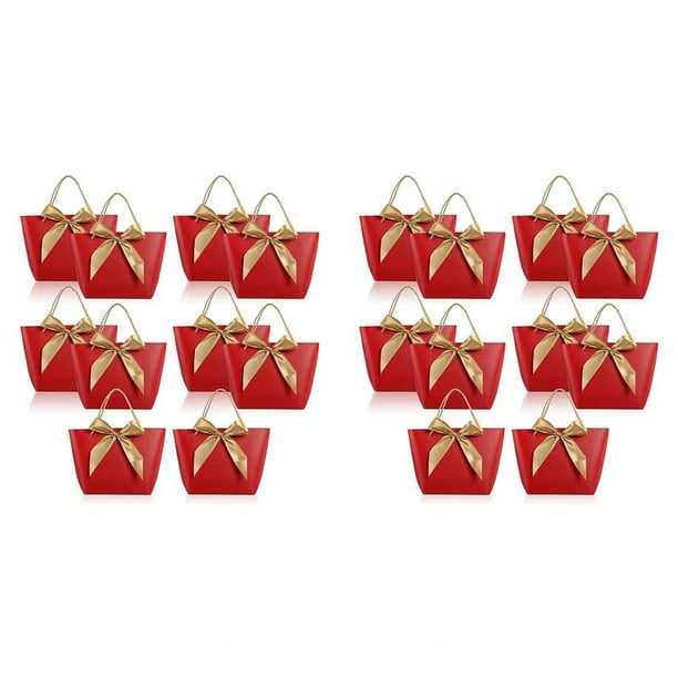 Bolsa de Regalo de 20 Piezas con Asa Bolsa de Papel para Regalos de Fiesta Bolsa de Aperitivos con Envoltura de Regalo Bolsas de Regalo para Regalo Rojo