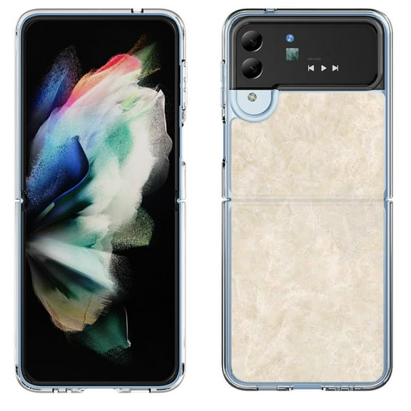 Shockproof Bumper Phone Case for Samsung Galaxy Z Flip 4 5G, by OneToughShield ® - Marble / Latte