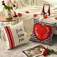 thumbnail image 4 of Valentine''s Day I Love You Throw Pillow Covers, 16 x 16 Inch Red Valentine Heart Stripes p.s. Love You Wedding Cushion Case Decoration for Sofa Couch Set of 4, 4 of 6