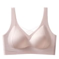 thumbnail image 3 of Women's Pullover Fixed Cup Bra, Full Coverage Wire Free Underwear with Wide Straps, Back Smoothing Light Support Bra | VerBelle,Purple L, 3 of 6
