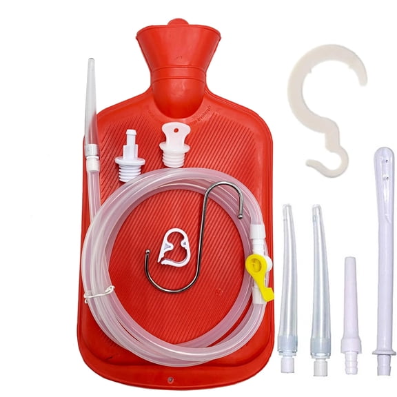 Coffee Enema Bag Kit - 5.0ft Silicone Hose 2L Enemas at Home Water & Colon Detox Cleanse Kit