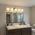 thumbnail image 3 of YANSUN 39.8 in 5-Light Square Vanity Light, Modern Chrome Bathroom Mirror Light with White Frosted Glass Shades, E26 Base (Bulbs Not Included), 3 of 8