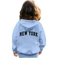 thumbnail image 2 of Boys Hoodie Unisex Kids Soft Long Sleeve Letter Hooded Full Zip Up Hoodies with Pocket Girls Sweatshirt Sky Blue 6 Years-7 Years, 2 of 6