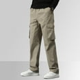 thumbnail image 2 of Hwmodou Male Pants Office Mens Fashion Solid Color Loose Cotton Plus Size Pocket Lace Up Pants Overall Holiday Vacation Slacks For Man, 2 of 9