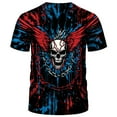 thumbnail image 2 of WHNBCW Men's Patriotic Skull T-Shirt – American Flag & Lightning Graphic Tee – 3D Demon Skull Design for Casual, Festivals, and Biker Style, 2 of 7