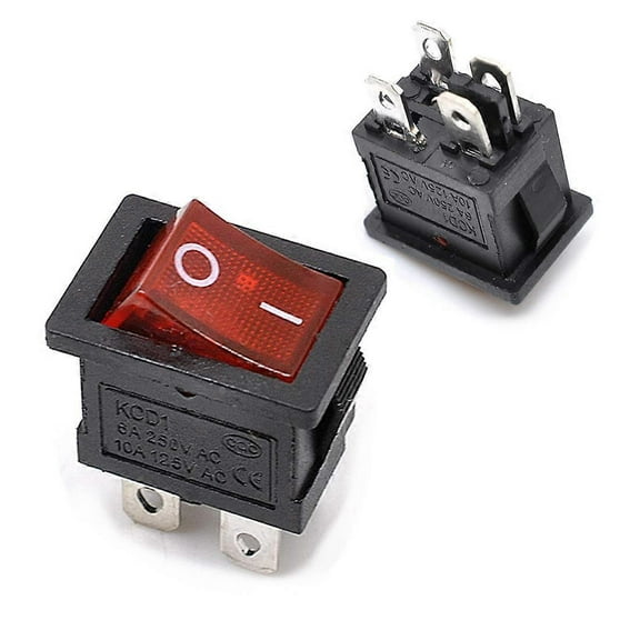 20 Pcs KCD1-104 DPST ON-OFF Rocker Switches With Red LED Light