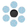 thumbnail image 3 of PAYOHTO Pink Blue Floral Bloom Premium PU Leather Coasters Set - 6 Stylish Round Drink Coasters with Storage Box for Home and Office Use, 3 of 6