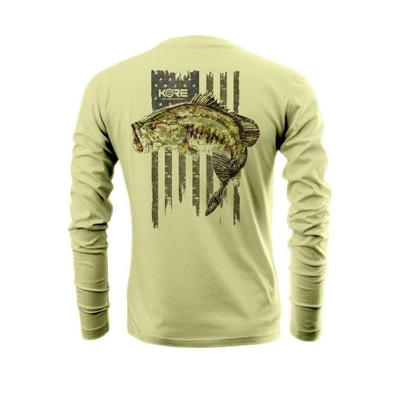 KORE Offshore Mens Long Sleeve UPF50  Dri-All-Day Sunbl0ck Fishing Shirt - DIGI BASS