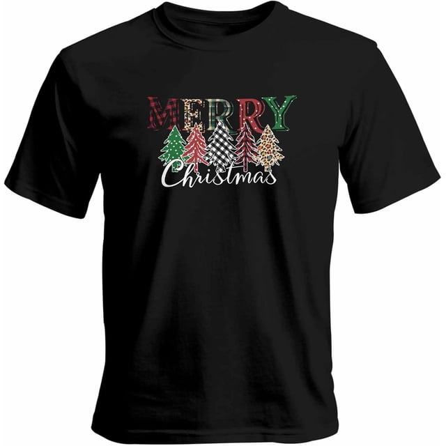 Camisetas gráficas informales de manga corta con árbol de Navidad para hombre